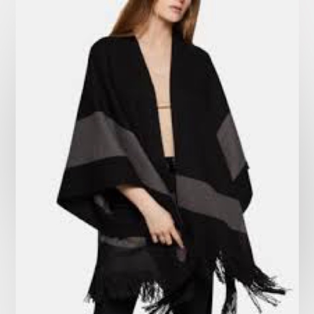 Black and Gray Fringe Shawl